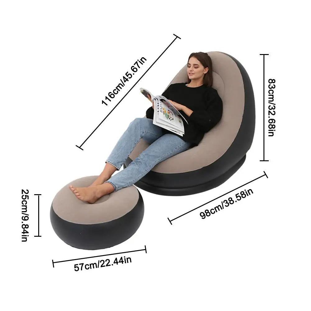 Inflatable Air Mattress Lazy Sofa Deck Chair Comfortable Leg Stool Rest Single Beanbag for home and Outdoor Use - Smart Savvy