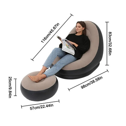 Inflatable Air Mattress Lazy Sofa Deck Chair Comfortable Leg Stool Rest Single Beanbag for home and Outdoor Use - Smart Savvy