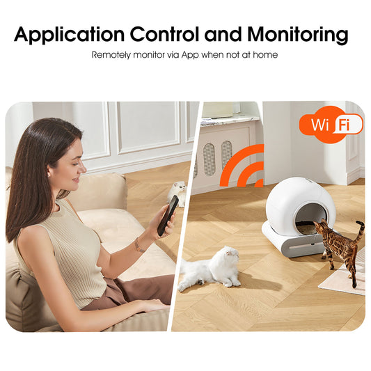 Automatic cleaning, eliminates odors, supports WiFi application control, intelligent automatic cat litter box with padding eprolo