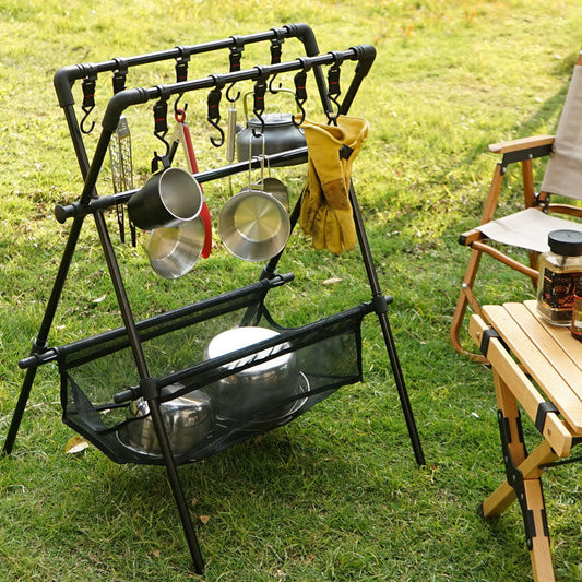 Outdoor camping folding shelf camping car drying rack drying net drying rack storage rack eprolo