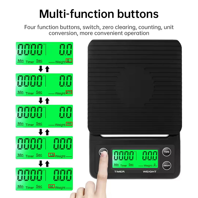 Digital kitchen coffee scale with timer