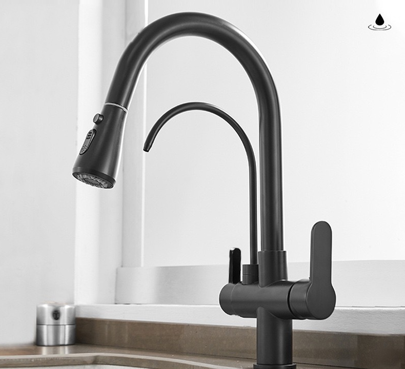 Antique brass three in one pure water direct drinking faucet, kitchen sink, pull-out faucet, hot and cold eprolo