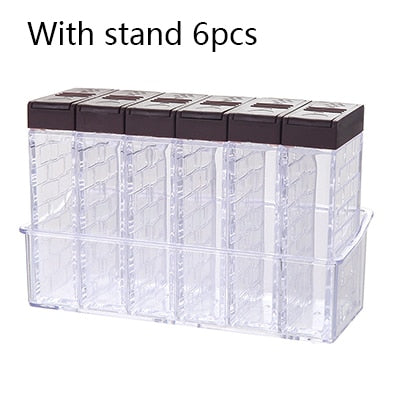 Transparent Spice Jar Set Salt and Pepper Seasoning Bottle Colorful Lid Kitchen Condiment Cruet Storage Container eprolo