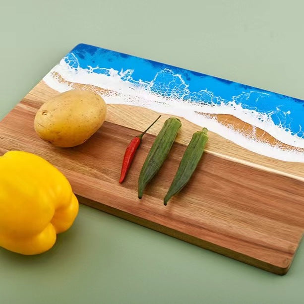 Wood and Resin Cutting Board Ocean Epoxy Resin Serving Cheese Board eprolo