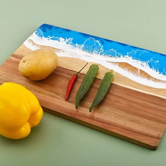 Wood and Resin Cutting Board Ocean Epoxy Resin Serving Cheese Board eprolo