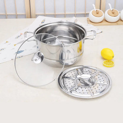 Stainless steel cookware set of 18 pieces household kitchen set soup pot set 16-26cm cutlery set pot set - Smart Savvy