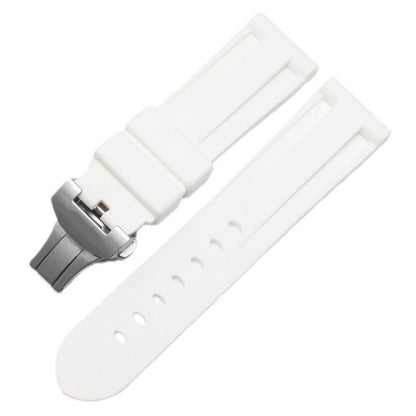 Panerai sea rubber watch strap original butterfly buckle folding buckle waterproof rubber silicone strap men's 22 24mm - Smart Savvy