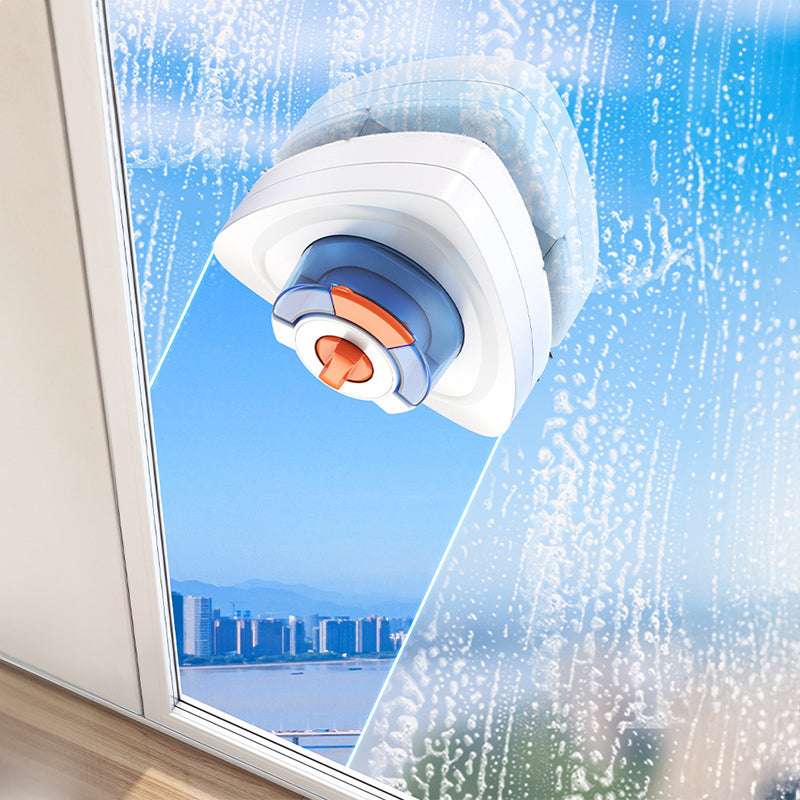New magnetic glass cleaner with extended pole and double-sided water storage for high-rise home use. - Smart Savvy