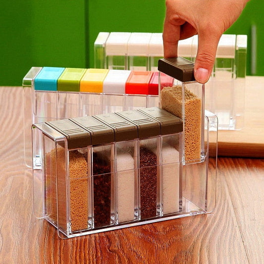 Transparent Spice Jar Set Salt and Pepper Seasoning Bottle Colorful Lid Kitchen Condiment Cruet Storage Container eprolo