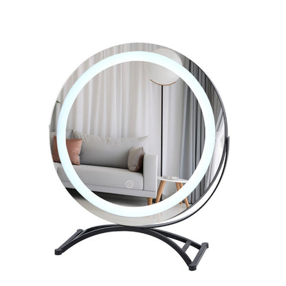 Round black dressing table makeup mirror desktop LED light eprolo