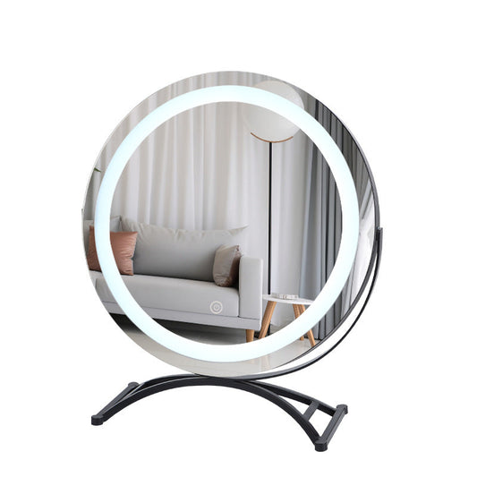 Round black dressing table makeup mirror desktop LED light eprolo