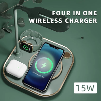 15w Fast 3 In 1 Wireless Charging for IPhone Phone Watch Earphone Modern Led Office Desk Lamp Wireless Charger Lamp eprolo