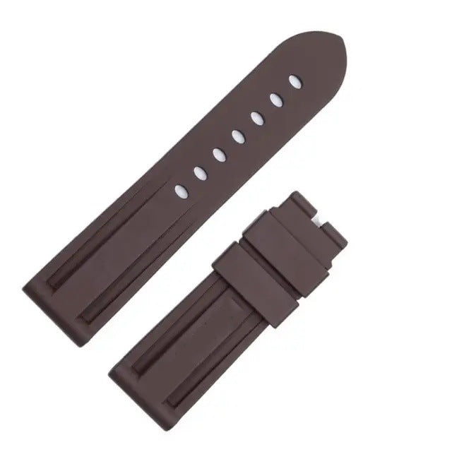 Panerai sea rubber watch strap original butterfly buckle folding buckle waterproof rubber silicone strap men's 22 24mm - Smart Savvy