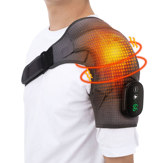 Massage Shoulder Support with Touchscreen Controller, Rechargeable Vibrating Heat Therapy Shoulder Massager Belt eprolo