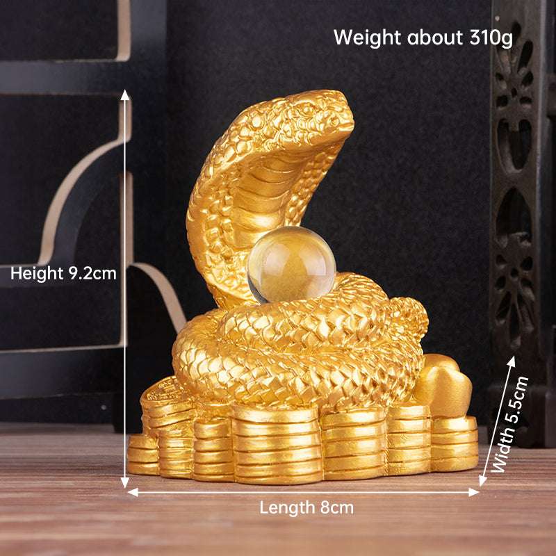 2025 Snake Year Resin Snake Decoration, Chinese Style Desktop Lucky Ornament - Smart Savvy