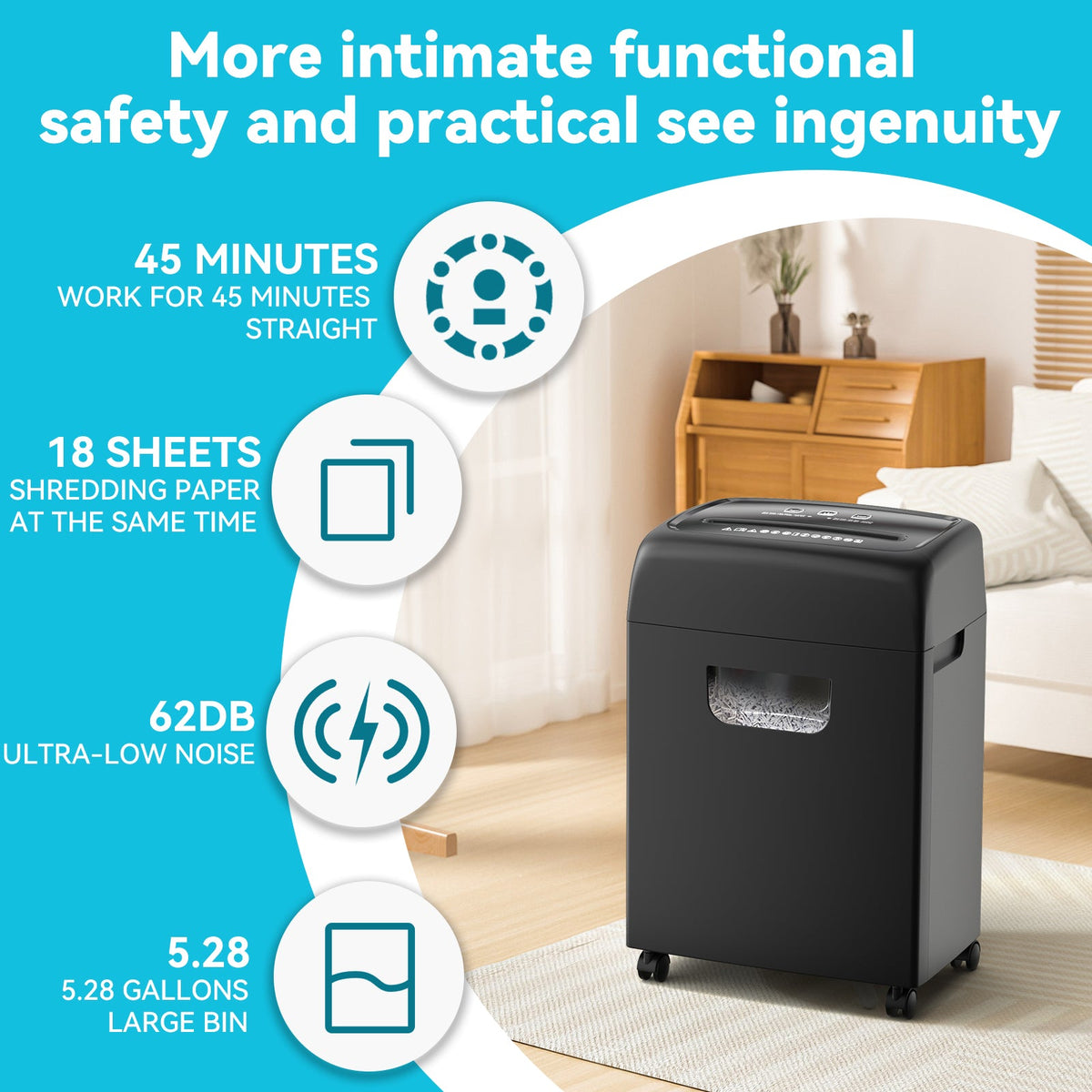 PAPER SHREDDER CROSS CUT LARGE BIN HIGH SECURITY LOW NOISE eprolo