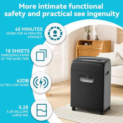 PAPER SHREDDER CROSS CUT LARGE BIN HIGH SECURITY LOW NOISE eprolo