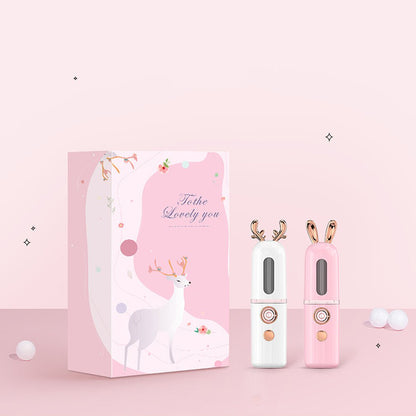Nano Hydrating Instrument Spraying Machine Negative Ion Nano Steaming Face Moisturizing Cute Fawn Bunny eprolo