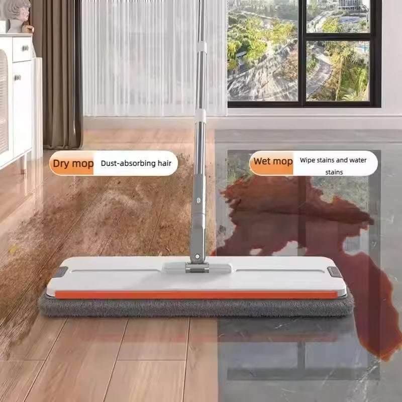 A 33cm Home Floor Cleaning Set: Hand Free Flat Mop & Bucket, 360° Rotating, Washable Microfiber, Lazy Cleaning Tool. - Smart Savvy