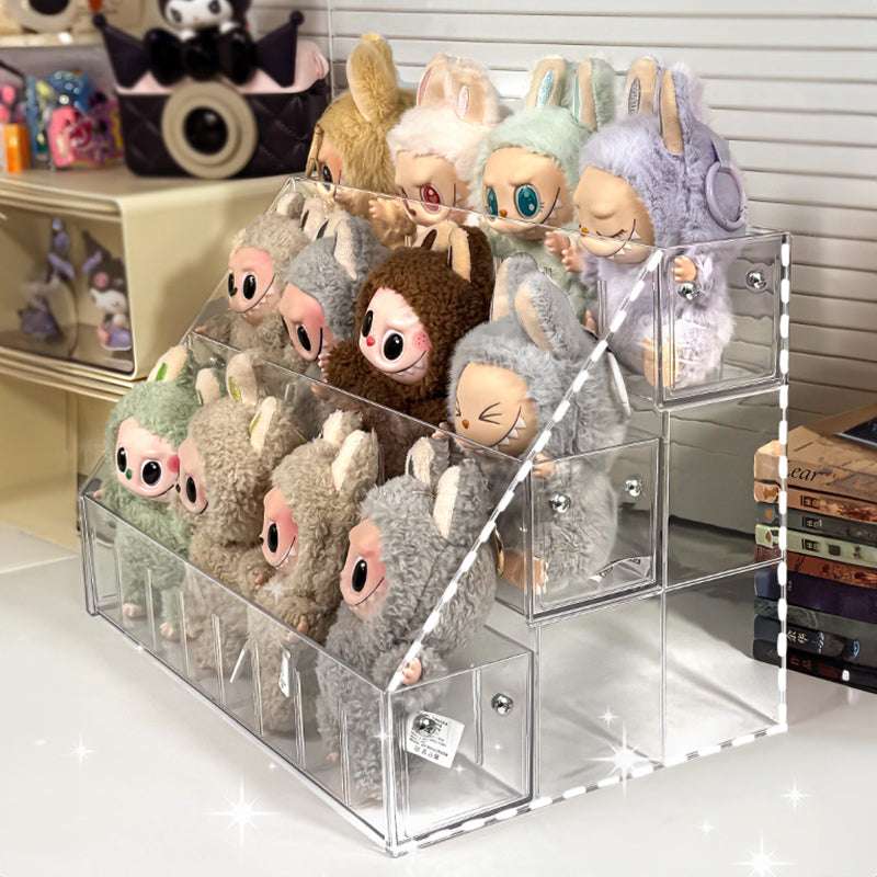 Spacious 3-Layer Display Shelf for Labubu Dolls and Handmade Blind Boxes, Stepped Transparent Acrylic Storage Solution - Smart Savvy