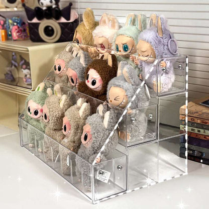Spacious 3-Layer Display Shelf for Labubu Dolls and Handmade Blind Boxes, Stepped Transparent Acrylic Storage Solution - Smart Savvy