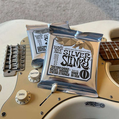 Ernie Ball John Mayer Silver Slinky Nickel Wound Electric Guitar Strings 3-Pack Tin - 10.5-47 Gauge - Smart Savvy