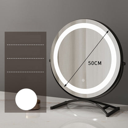 Round black dressing table makeup mirror desktop LED light eprolo