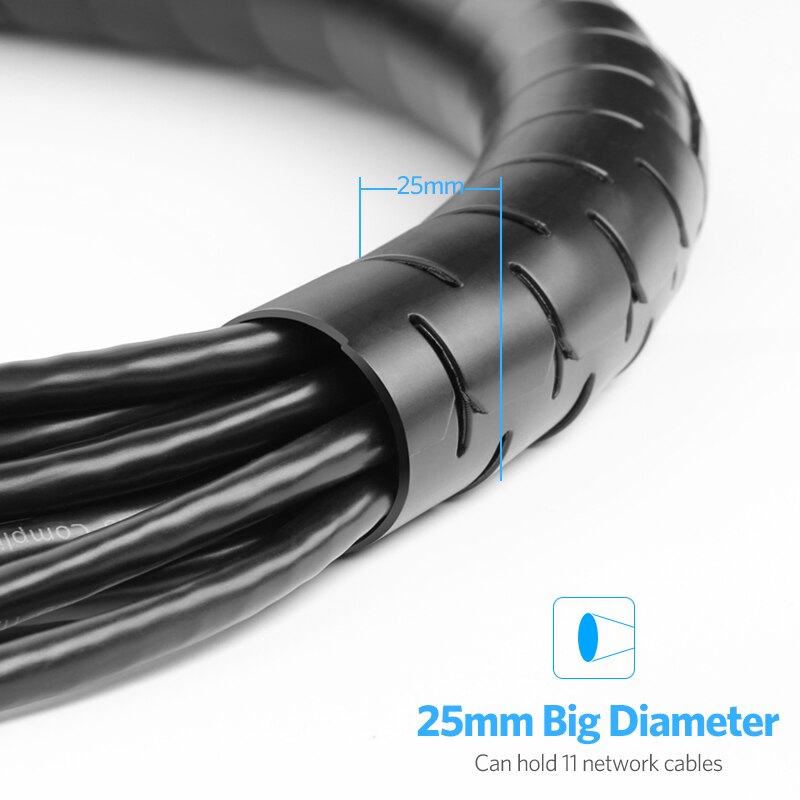 Ugreen Cable Holder Organizer 25mm Diameter Flexible Spiral Tube Cable Organizer Wire Management Cord Protector Cable Winder eprolo