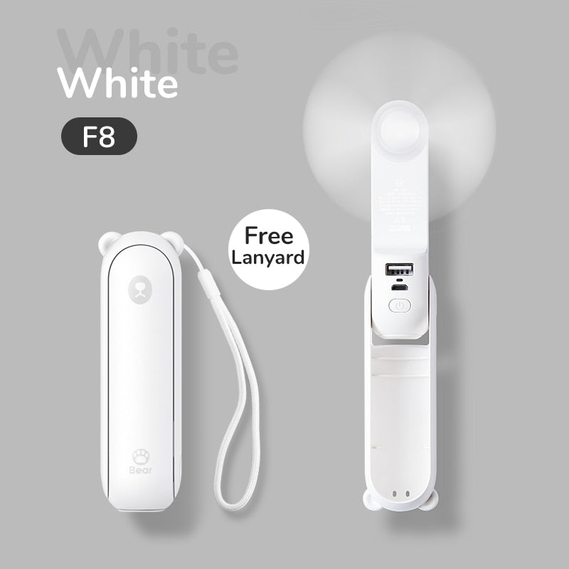 Portable Fan Mini Handheld Fan USB  Recharge Hand Held Small Pocket Fan with Power Bank Flashlight Feature eprolo