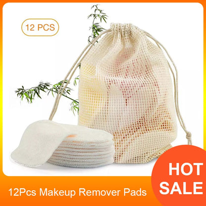12Pcs Makeup Remover Pads Reusable Cotton Pads Make Up Facial Remover Bamboo Fiber Facial Skin Care Nursing Pads Skin Cleaning eprolo