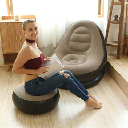 Inflatable Air Mattress Lazy Sofa Deck Chair Comfortable Leg Stool Rest Single Beanbag for home and Outdoor Use - Smart Savvy