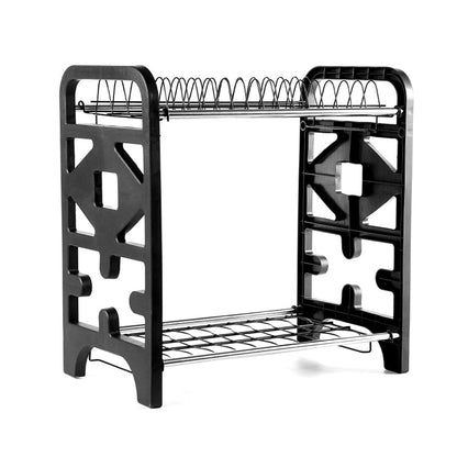 2 Layers Stainless Steel Dish Storage Rack Kitchen Storage Holder Dish Bowl Drain Rack eprolo