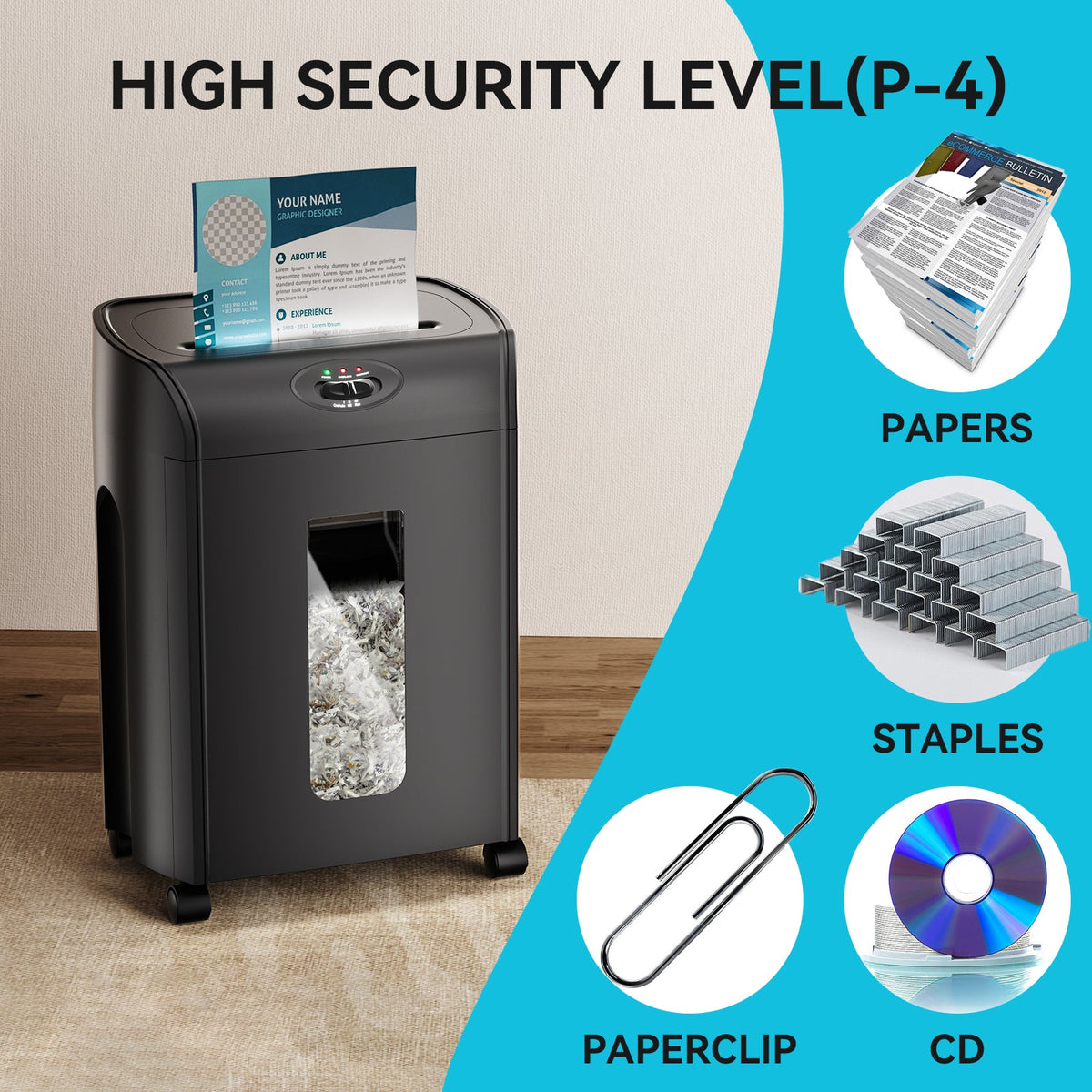 Paper Shredder Cross Cut 15 Sheets Heavy Duty Low Noise Large Capacity Paper Cutter eprolo