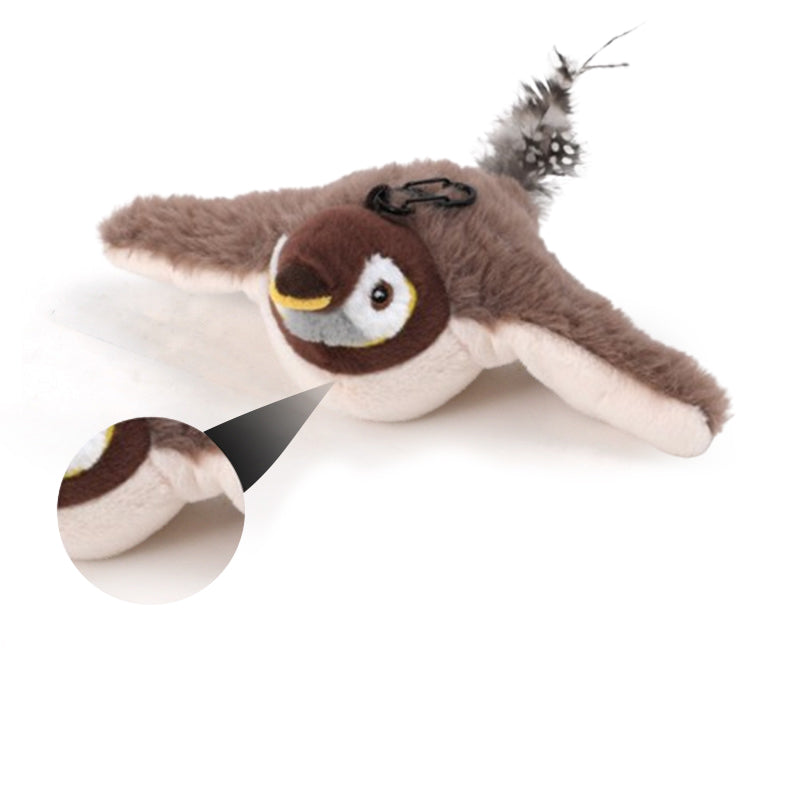 Rechargeable Chirping Flapping Bird (Non-Flying) Interactive Cat Toy, Ideal for Indoor Cats - Touch Activated Plush Toy - Smart Savvy