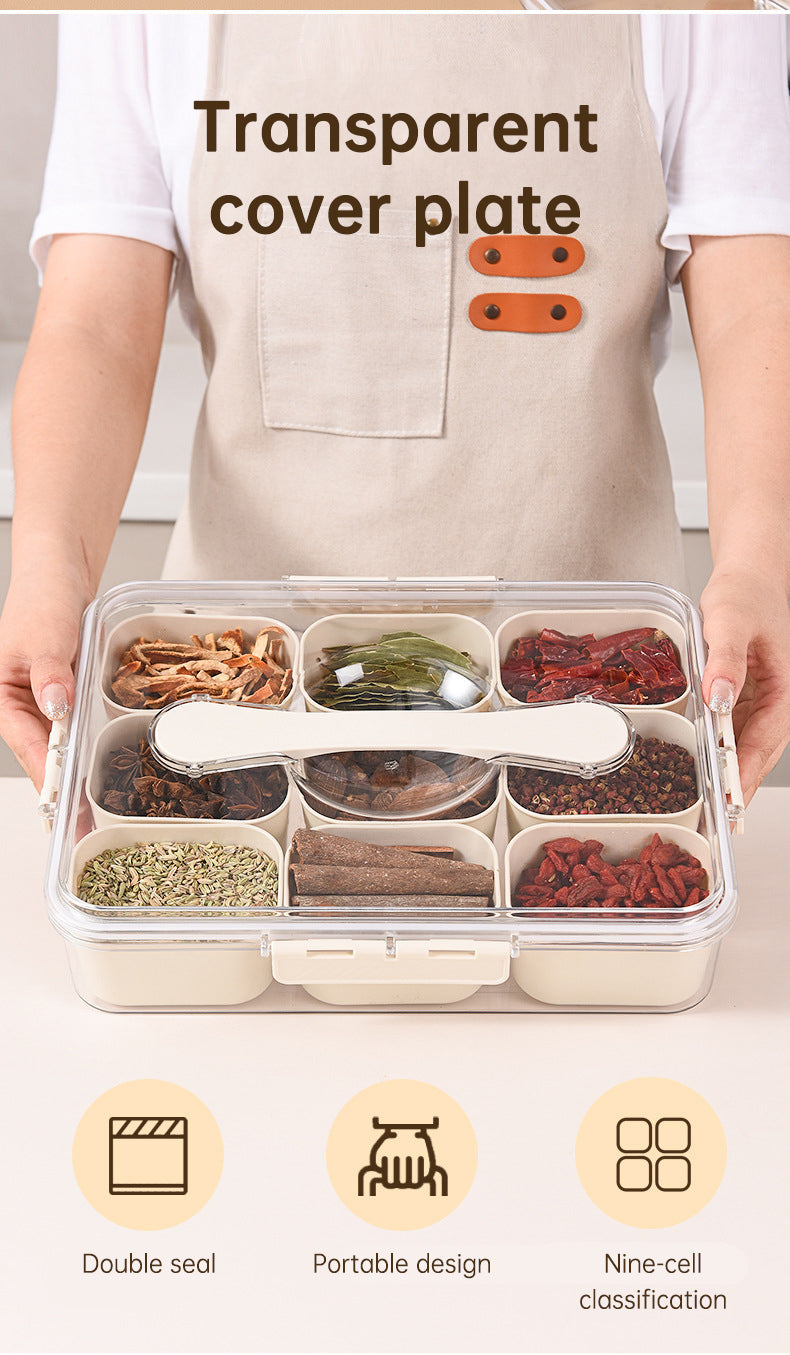 Design Sealed Snackle Storage Box With 9pcs Divider Plastic Divided Veggie Tray With Lid And Handle eprolo