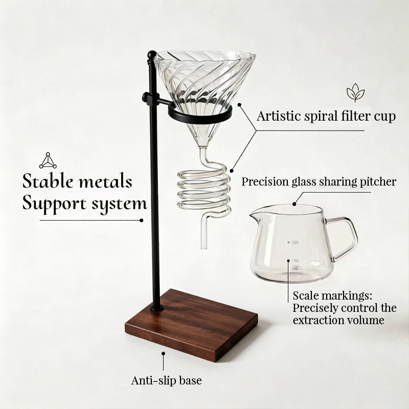Spiral Cooling Pour-Over Coffee Filter Holder, Ins-Style Americano Dripper Stand with Spiral Chilling Design eprolo