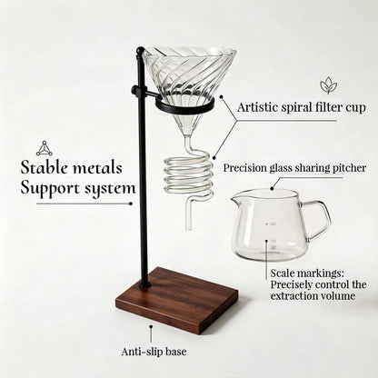 Spiral Cooling Pour-Over Coffee Filter Holder, Ins-Style Americano Dripper Stand with Spiral Chilling Design eprolo