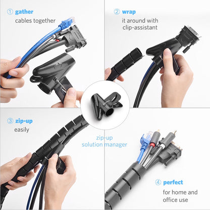 Ugreen Cable Holder Organizer 25mm Diameter Flexible Spiral Tube Cable Organizer Wire Management Cord Protector Cable Winder eprolo