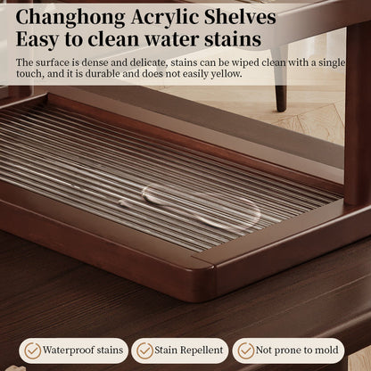 2-Tier Bamboo Spice & Cosmetic Organizer with Acrylic Base, Countertop Storage for Small Spaces eprolo