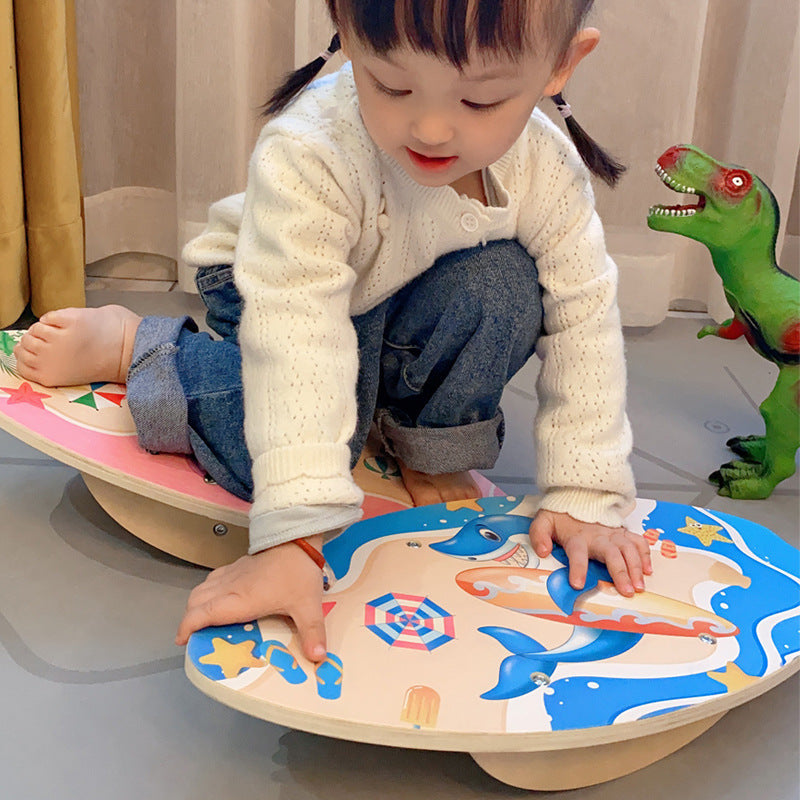 Wooden Early Education Children's Balance Board Training Balance Curved Board Bending Seesaw Puzzle Home Toy Seesaw eprolo