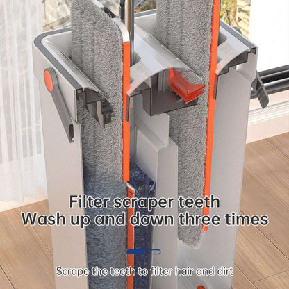 A 33cm Home Floor Cleaning Set: Hand Free Flat Mop & Bucket, 360° Rotating, Washable Microfiber, Lazy Cleaning Tool. - Smart Savvy