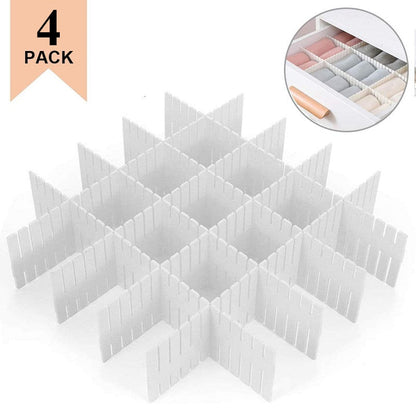 Drawer Dividers 4pcs  DIY Plastic Grid Plastic Adjustable Drawer Dividers Household Storage Makeup Socks Underwear Organizer eprolo
