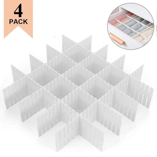 Drawer Dividers 4pcs  DIY Plastic Grid Plastic Adjustable Drawer Dividers Household Storage Makeup Socks Underwear Organizer eprolo