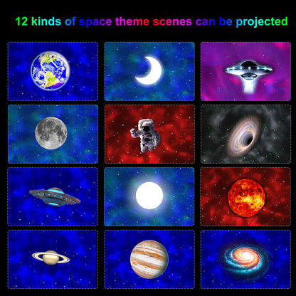 Rechargeable Galaxy Star Projector 12 Planet Moon Projector Sky Night Light Kids Projector for Bedroom Ceiling Room Decor eprolo