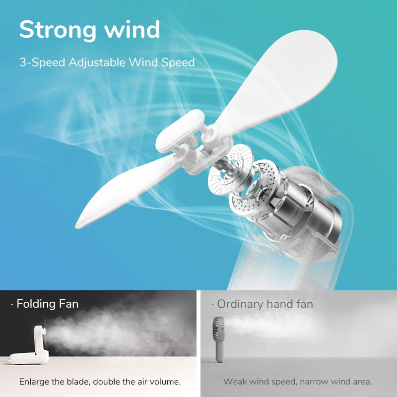 Portable Fan Mini Handheld Fan USB  Recharge Hand Held Small Pocket Fan with Power Bank Flashlight Feature eprolo