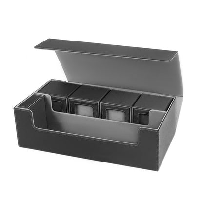 PU Leather Trading Cards Storage Box, holds 600+ cards, for Magic Game Cards, with magnetic closure and for commander decks - Smart Savvy