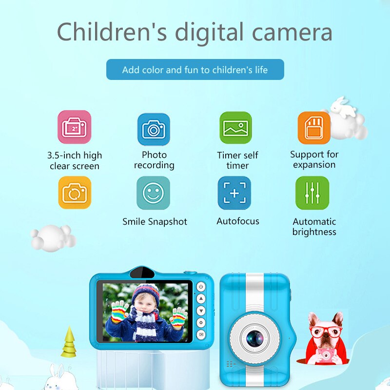 Child Camera Digital Camera 3.5 inch Cute Cartoon Camera Toys Children Birthday Gift 12MP 1080P Photo Video Camera For Kids eprolo