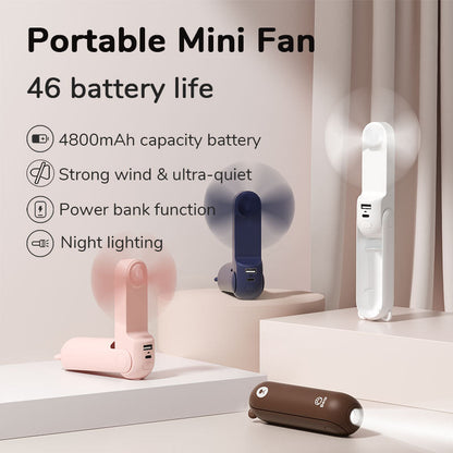 Portable Fan Mini Handheld Fan USB  Recharge Hand Held Small Pocket Fan with Power Bank Flashlight Feature eprolo