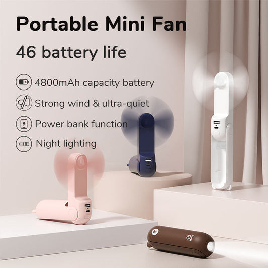 Portable Fan Mini Handheld Fan USB  Recharge Hand Held Small Pocket Fan with Power Bank Flashlight Feature eprolo