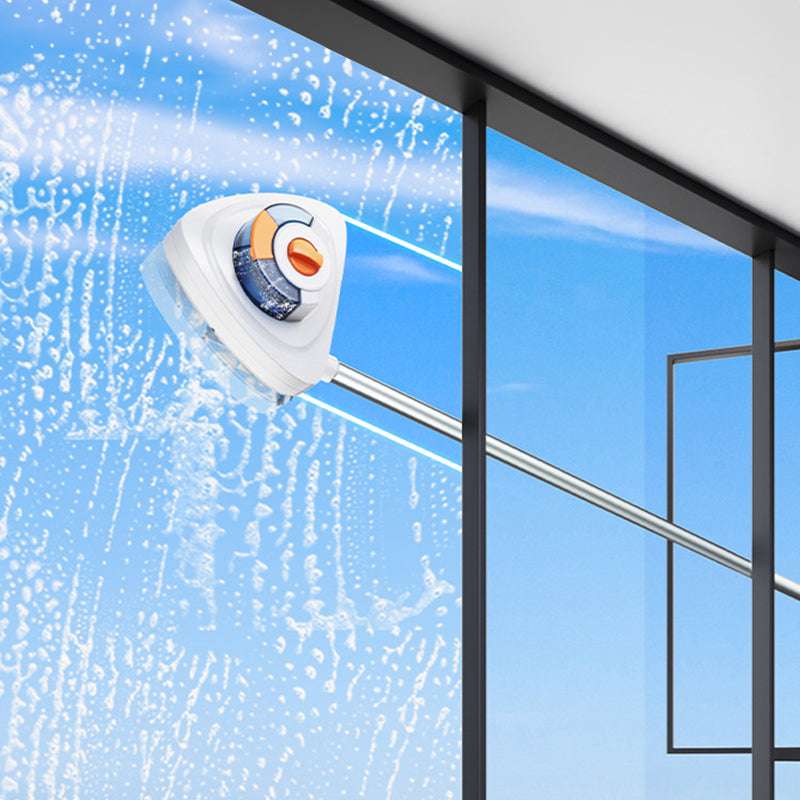 New magnetic glass cleaner with extended pole and double-sided water storage for high-rise home use. - Smart Savvy